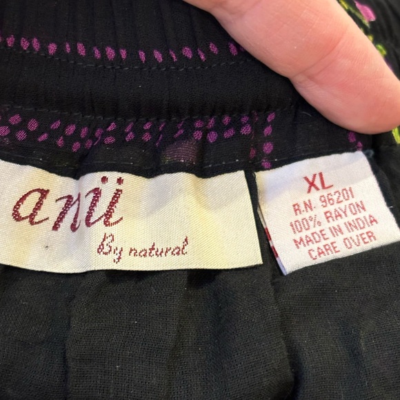 80s BOHO GYPSY MULTI-COLOR TIERED MAXI SKIRT TWEE FLORAL PAISLEY & RIBBON TRIM L - Picture 10 of 10